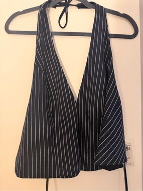 Abercrombie & Fitch Black Pinstriped Halter Camisole